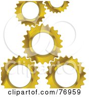 Poster, Art Print Of Background Of Golden Gear Cogs Over White
