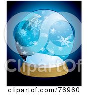 Snow Globe With Large Icy Snowflakes Over Blue