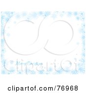 Poster, Art Print Of Merry Christmas White Background Bordered In Blue Snowflakes
