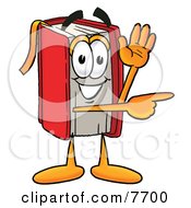 Red Book Mascot Cartoon Character Waving And Pointing