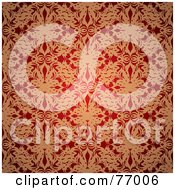 Seamless Background Of Red And Golden Floral Silk