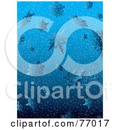 Poster, Art Print Of Blue Snowy Background With Icy Snowflakes