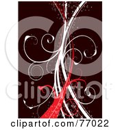 Royalty Free RF Clipart Illustration Of Bubbly Red And White Vines Over Brown