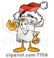 Poster, Art Print Of Chefs Hat Mascot Cartoon Character Wearing A Santa Hat And Waving