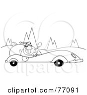 Poster, Art Print Of Black And White Coloring Page Outline Of Santa Driving A Convertible