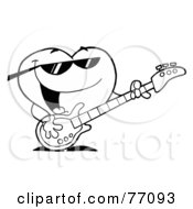 Royalty Free RF Clipart Illustration Of A Black And White Coloring Page Outline Of A Heart Guitarist