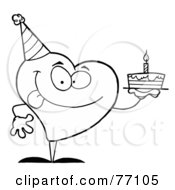 Poster, Art Print Of Black And White Coloring Page Outline Of A Heart Holding A Cake