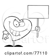 Poster, Art Print Of Black And White Coloring Page Outline Of A Heart Holding A Sign
