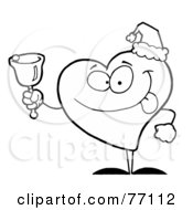 Royalty Free RF Clipart Illustration Of A Black And White Coloring Page Outline Of A Heart Bell Ringer