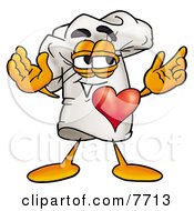 Chefs Hat Mascot Cartoon Character With His Heart Beating Out Of His Chest