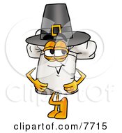 Poster, Art Print Of Chefs Hat Mascot Cartoon Character Wearing A Pilgrim Hat On Thanksgiving