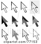 Royalty Free RF Clipart Illustration Of A Digital Collage Of Twelve Black And White Arrow Cursors by Jiri Moucka