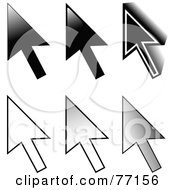 Royalty Free RF Clipart Illustration Of A Digital Collage Of Six Black And White Arrow Cursors by Jiri Moucka