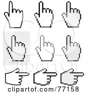 Royalty Free RF Clipart Illustration Of A Digital Collage Of Black And White Hand Cursors Pointing by Jiri Moucka