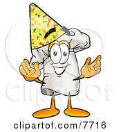 Poster, Art Print Of Chefs Hat Mascot Cartoon Character Wearing A Birthday Party Hat