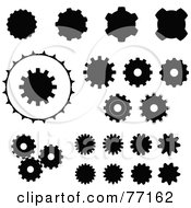 Royalty Free RF Clipart Illustration Of A Digital Collage Of Black And White Gear Icons