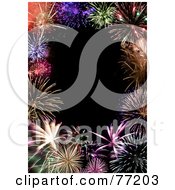 Poster, Art Print Of Border Of Colorful Grand Finale Fireworks Framing A Black Background