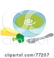 Royalty Free RF Clipart Illustration Of A Bowl Of Creamy Broccoli Cheese Soup by Rosie Piter