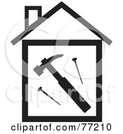 Poster, Art Print Of Hammer And Nails In A Black And White House