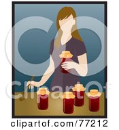 Caucasian Woman Canning Tomatoes In A Kitchen