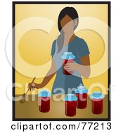 Poster, Art Print Of Hispanic Woman Canning Tomatoes In A Kitchen