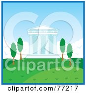 Poster, Art Print Of Exterior View Of A Temple With Columns In A Hilly Landscape At Day Time