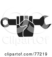 Poster, Art Print Of Black And White Hand Clenching A Wrench
