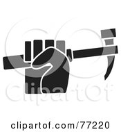 Royalty Free RF Clipart Illustration Of A Black And White Hand Clenching A Hammer