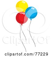Three Round Yellow Red And Blue Party Balloons