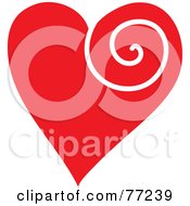 Poster, Art Print Of Red Heart With A White Swirl