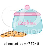 Two Chocolate Chip Cookies By A Jar