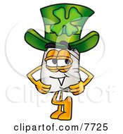 Chefs Hat Mascot Cartoon Character Wearing A Saint Patricks Day Hat With A Clover On It