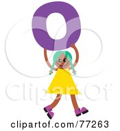 Poster, Art Print Of Alphabet Kid Holding A Letter Girl Holding O