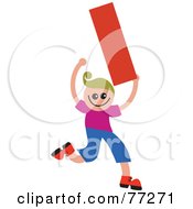 Royalty Free RF Clipart Illustration Of An Alphabet Kid Holding A Letter Boy Holding I