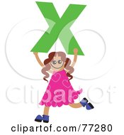 Alphabet Kid Holding A Letter Girl Holding X