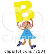Poster, Art Print Of Alphabet Kid Holding A Letter Girl Holding B