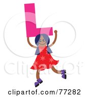 Poster, Art Print Of Alphabet Kid Holding A Letter Girl Holding L