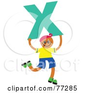 Alphabet Kid Holding A Letter Boy Holding X