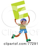 Poster, Art Print Of Alphabet Kid Holding A Letter Boy Holding E
