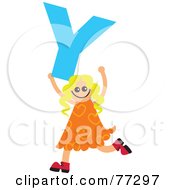 Poster, Art Print Of Alphabet Kid Holding A Letter Girl Holding Y