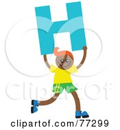 Poster, Art Print Of Alphabet Kid Holding A Letter Boy Holding H