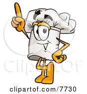 Chefs Hat Mascot Cartoon Character Pointing Upwards
