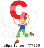 Poster, Art Print Of Alphabet Kid Holding A Letter Boy Holding C