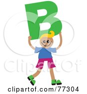 Poster, Art Print Of Alphabet Kid Holding A Letter Boy Holding B