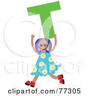 Poster, Art Print Of Alphabet Kid Holding A Letter Girl Holding T