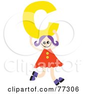 Poster, Art Print Of Alphabet Kid Holding A Letter Girl Holding C