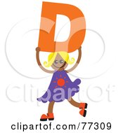 Poster, Art Print Of Alphabet Kid Holding A Letter Girl Holding D
