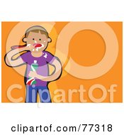 Royalty Free RF Clipart Illustration Of A Caucasian Boy Messily Brushing His Teeth