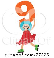 Poster, Art Print Of Number Kid Girl Holding 9