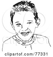 Royalty Free RF Clipart Illustration Of A Black And White Boy Face Smiling